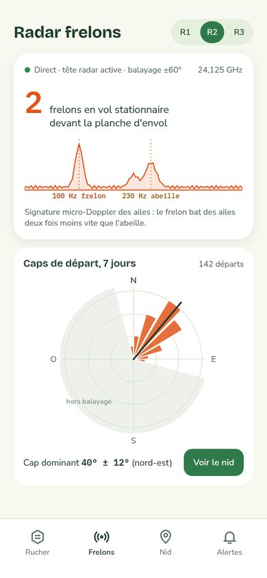 Radar frelons en direct et directions de départ